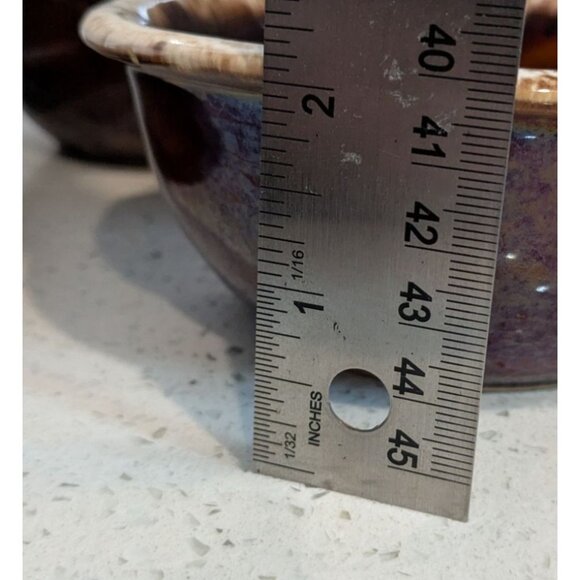 Hull pottery Mirror Brown Drip Snack Plate & Bowl 2 Sets Oven proof - Picture 8 of 9